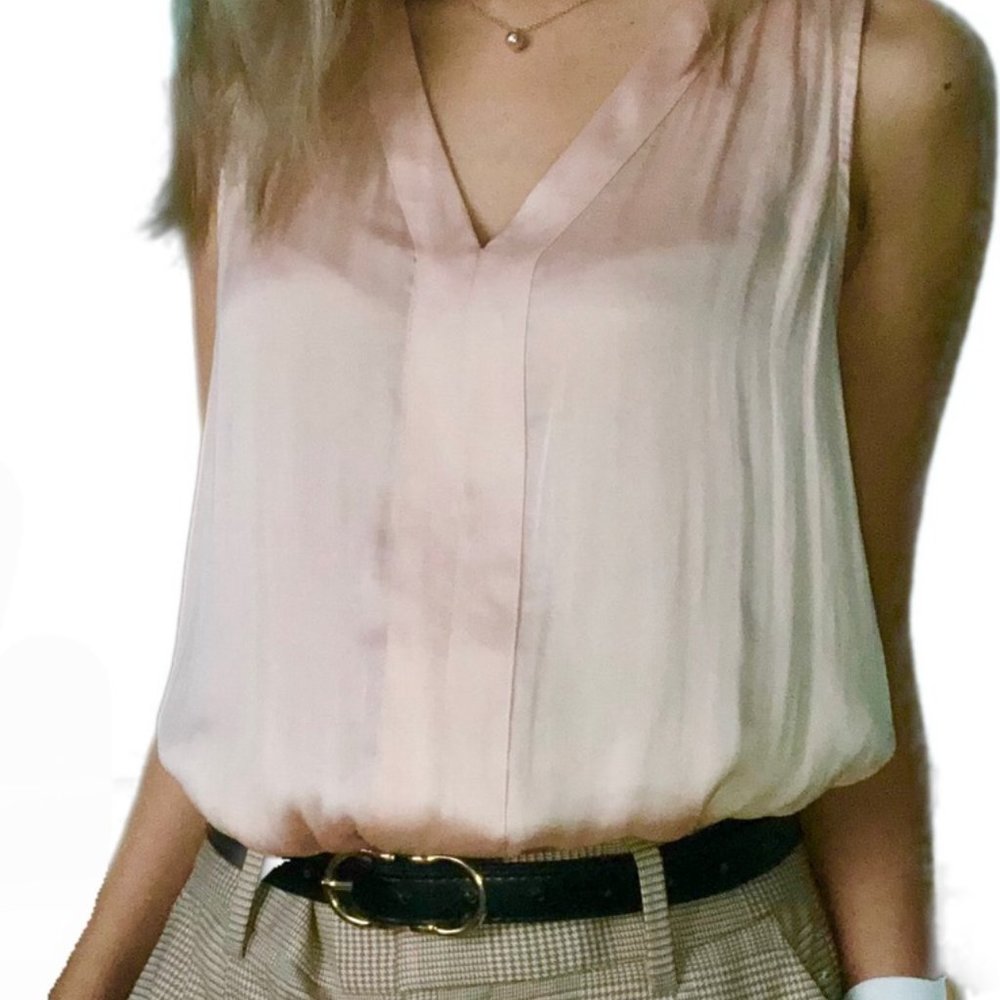 Banana Republic Light Pink V-Neck Soft Satin Tank